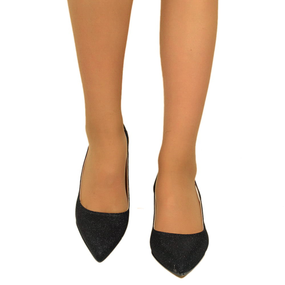 Décolleté Shoe with Back Strap in Black Lurex - 4