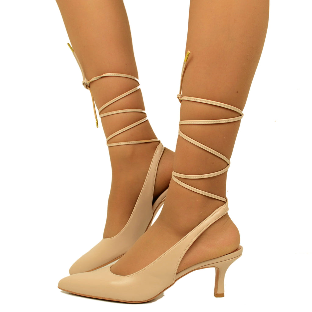 Elegant Powder Pink Décolleté Shoe with Low Heel Made in Italy