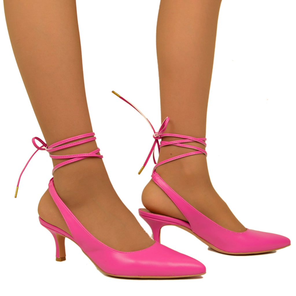 Elegant Fuchsia Décolleté Shoe with Low Heel Made in Italy - 2
