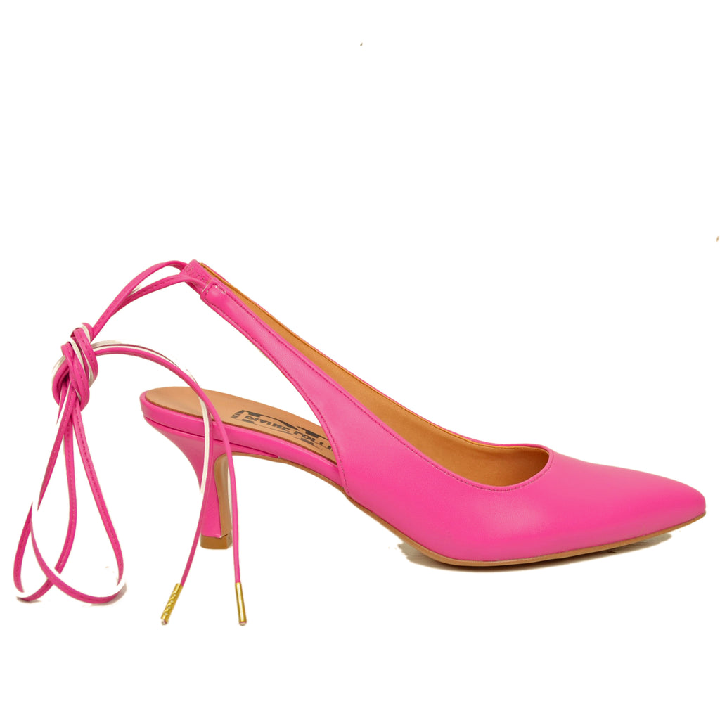 Elegant Fuchsia Décolleté Shoe with Low Heel Made in Italy - 4