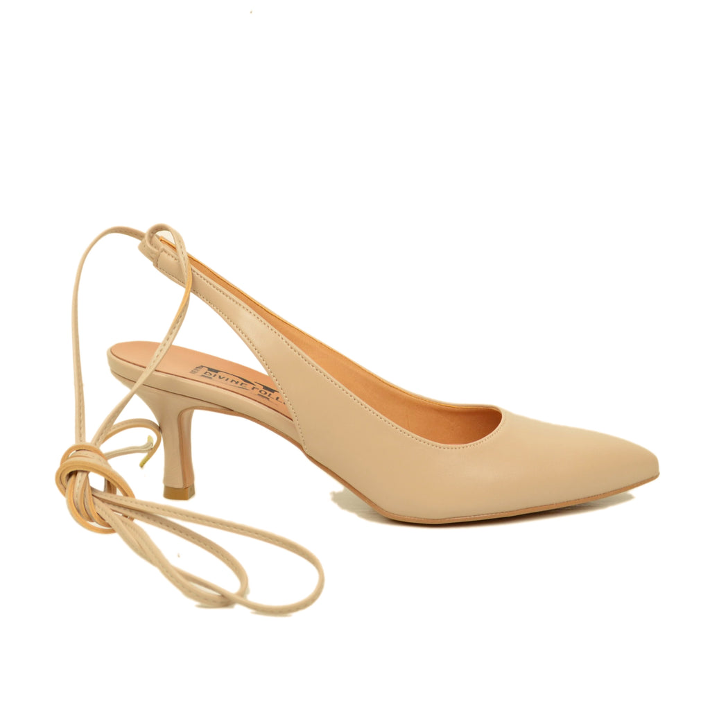 Elegant Powder Pink Décolleté Shoe with Low Heel Made in Italy - 4