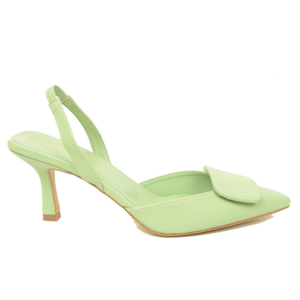 Elegant mint color decolletè with 8 cm heel Made in Italy - 4