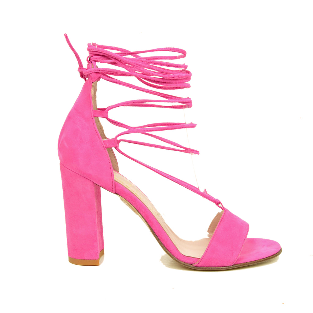 Fuchsia Sandals in Slave Suede Leather Made in Italy - 2