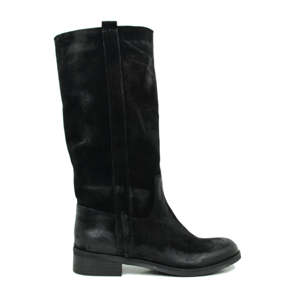 Camperos Women's Black Boots in Vintage Suede Leather - 4