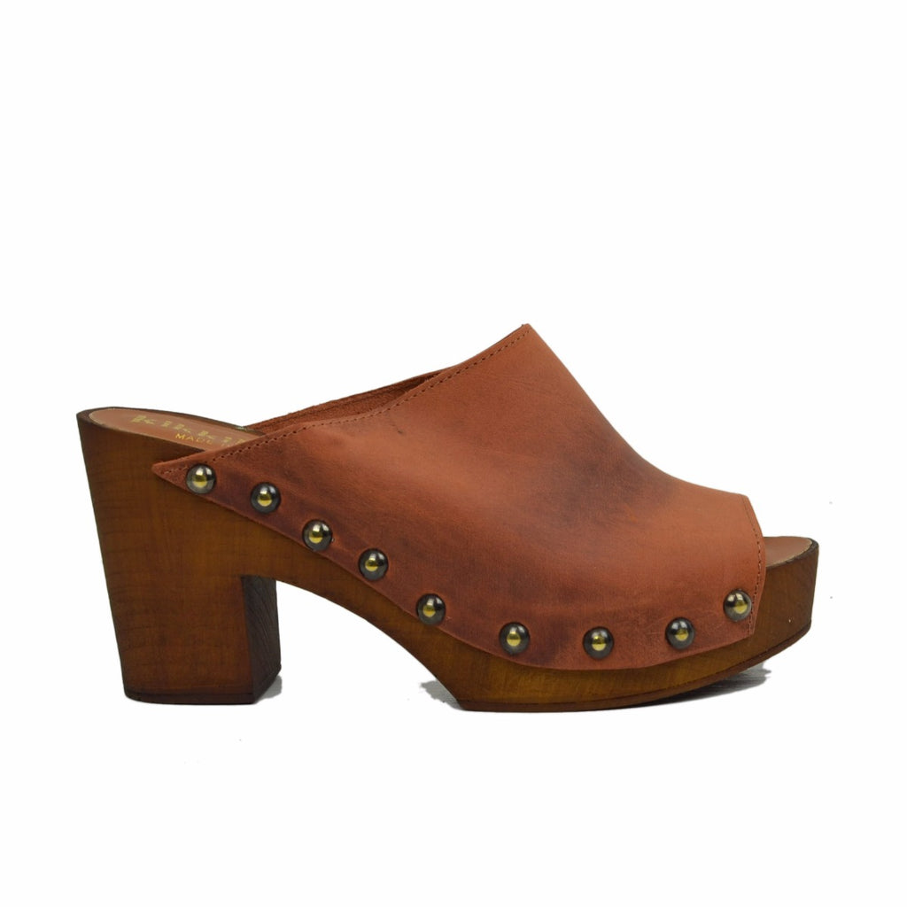 Women's Clog in Daino Oiled Leather Made in Italy - 2