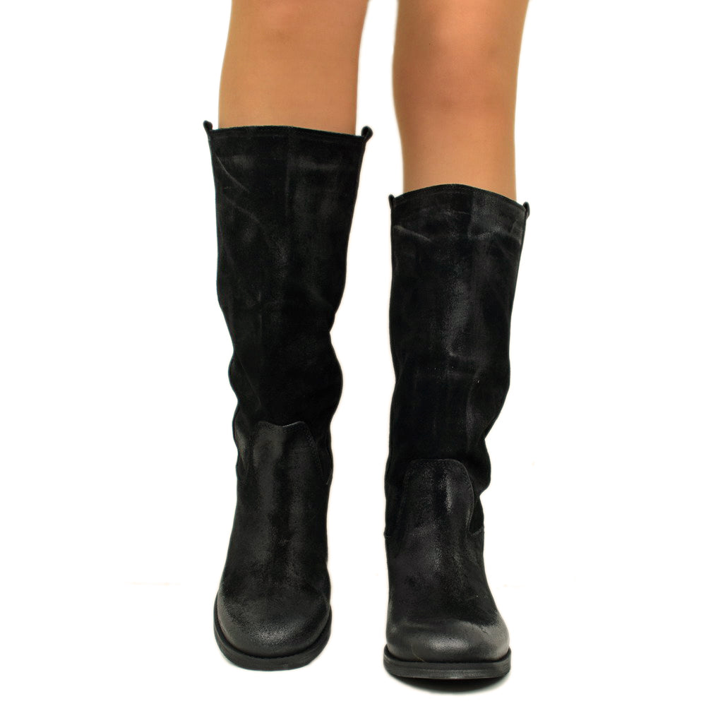 Camperos Women's Black Boots in Vintage Suede Leather - 5