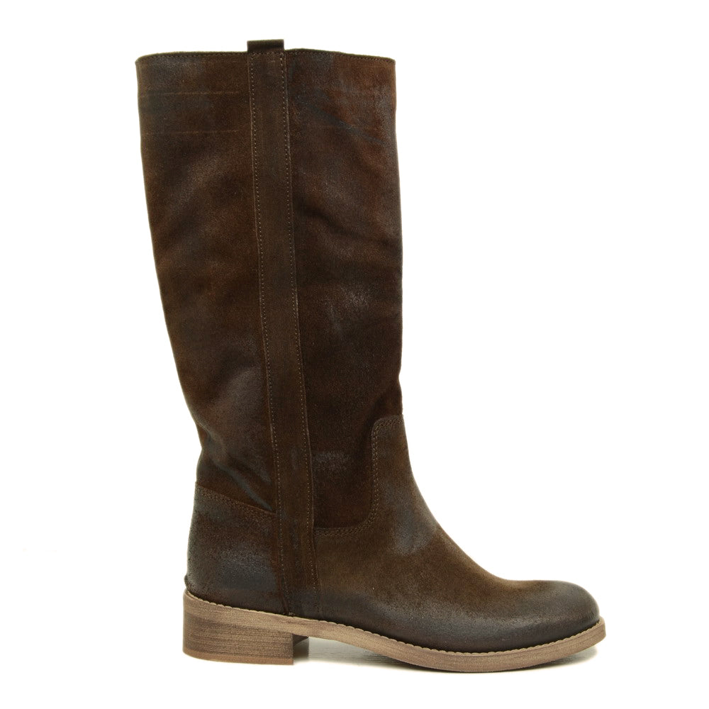 Camperos Women's Boots Dark Brown in Vintage Suede Leather - 6