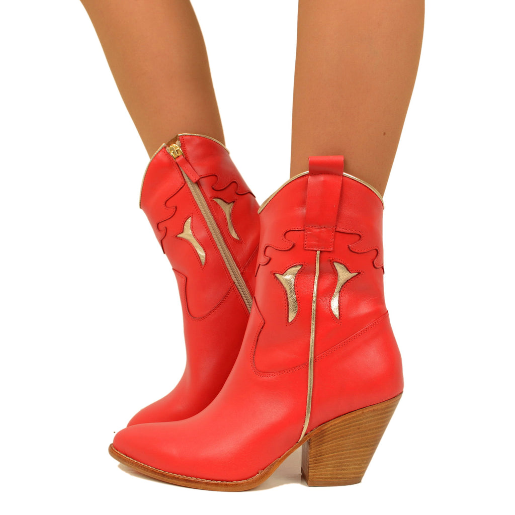 Rossi Women's Texan Ankle Boots in Leather with Zip Made in Italy