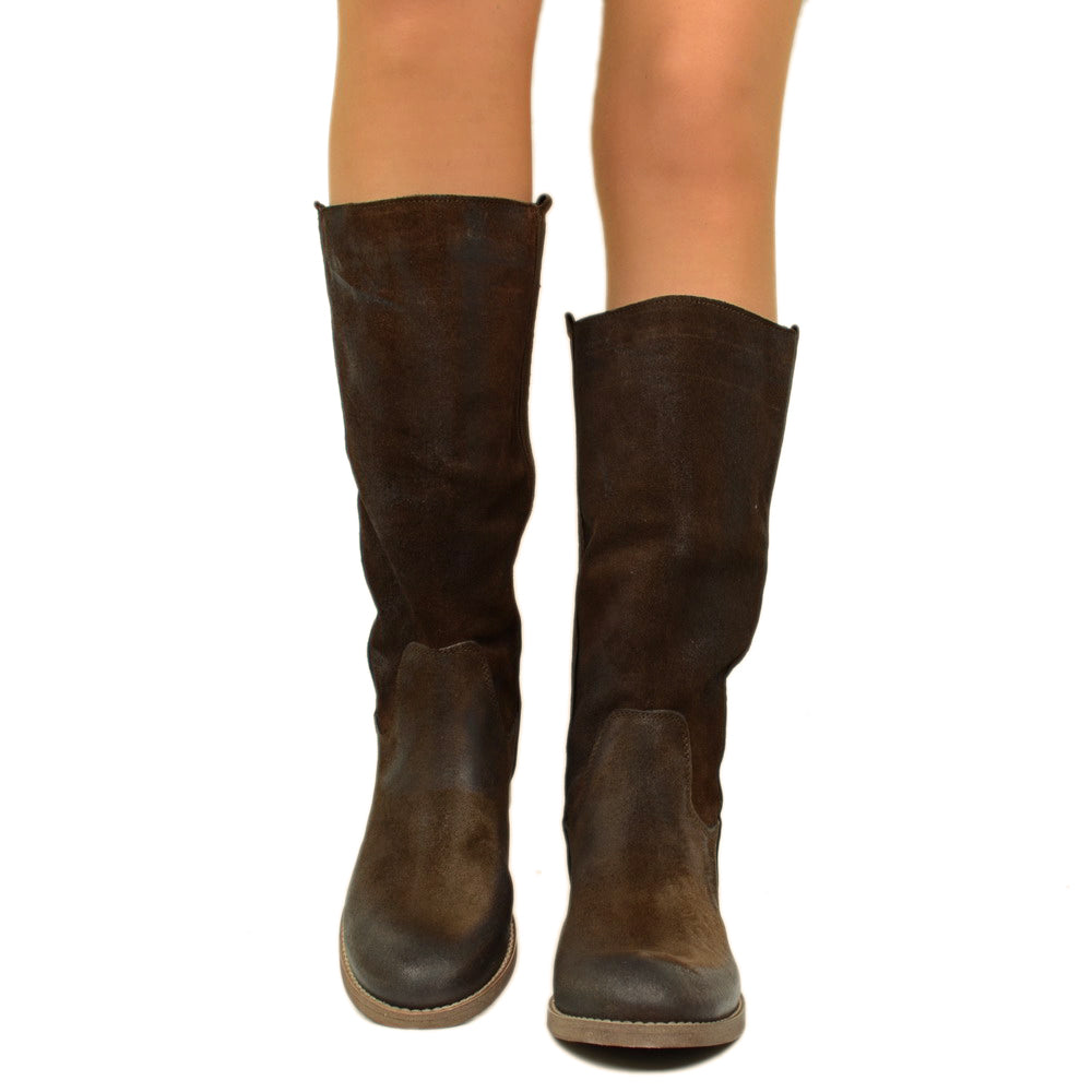 Camperos Women's Boots Dark Brown in Vintage Suede Leather - 3