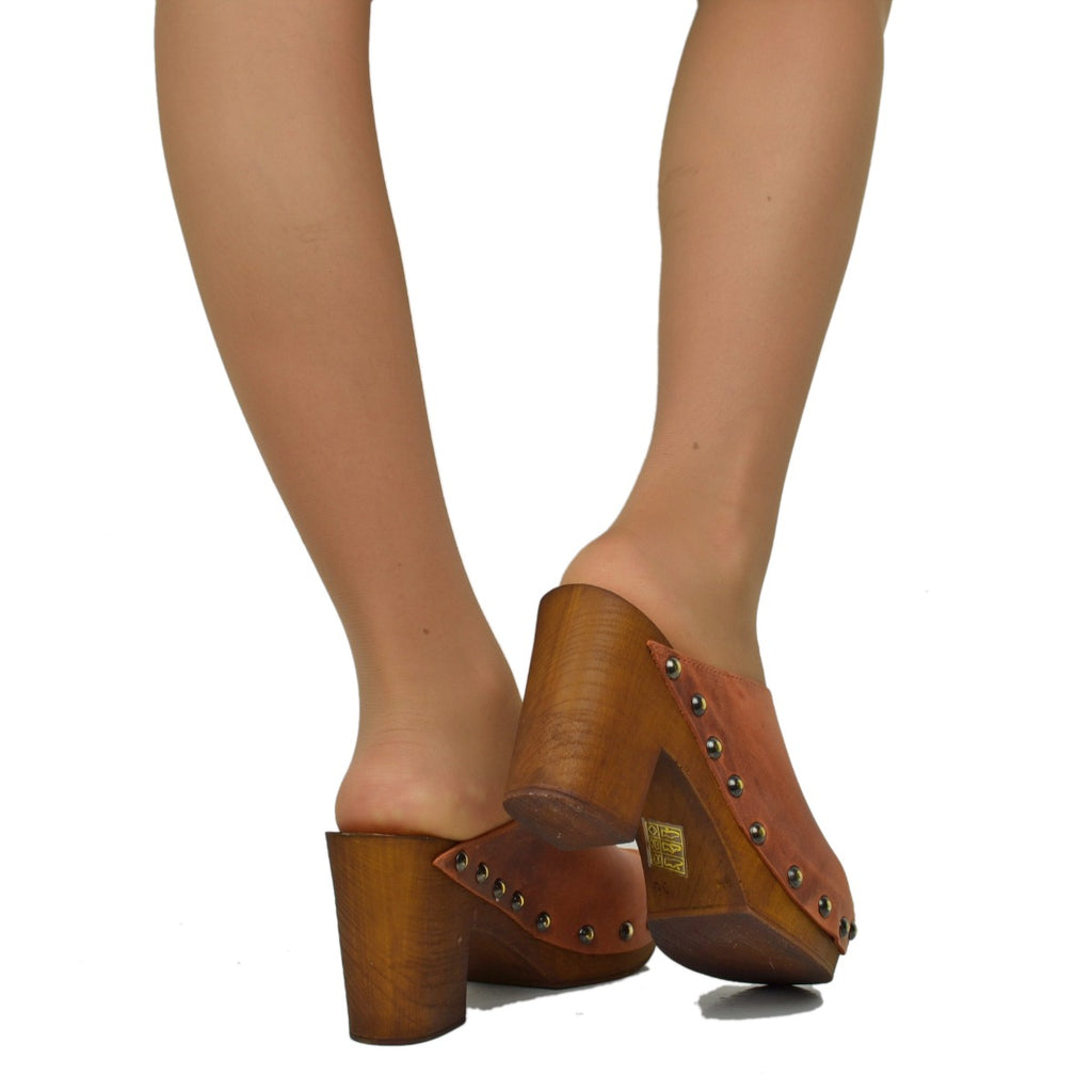 Damen-Clog aus geöltem Daino-Leder, hergestellt in Italien - 5