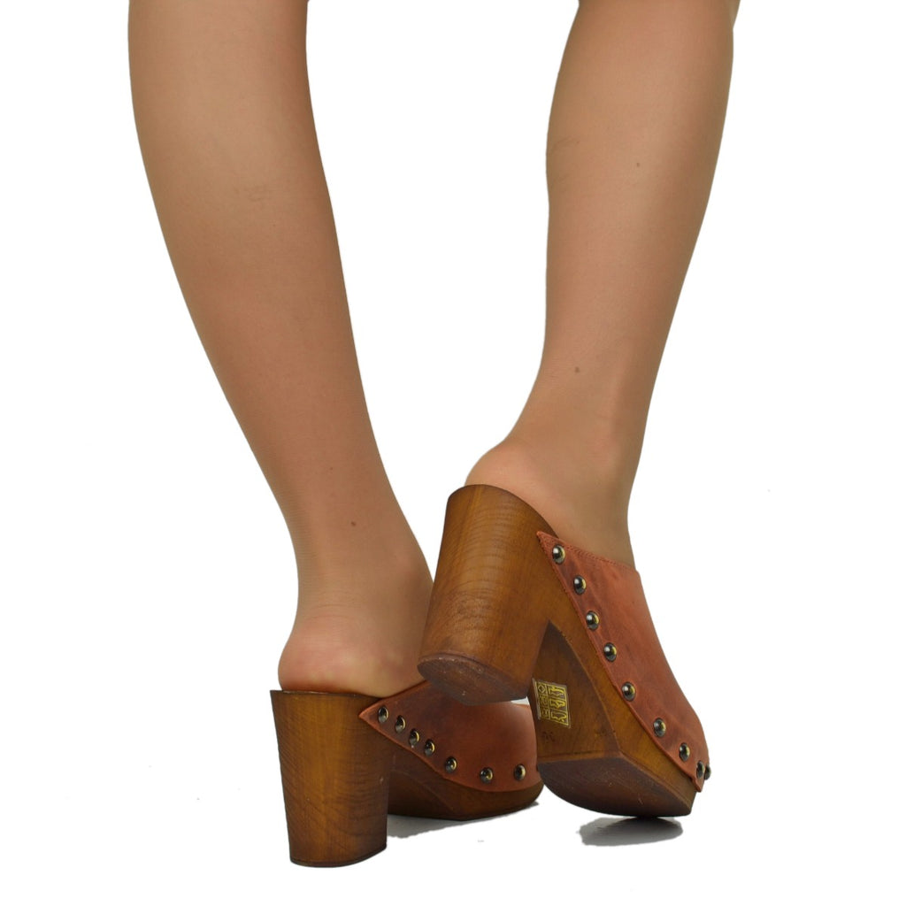 Women's Clog in Daino Oiled Leather Made in Italy - 5