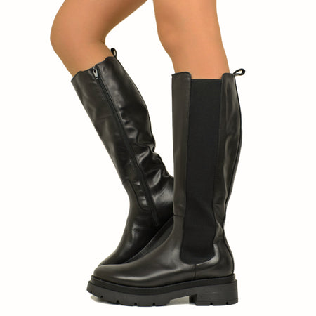 Chelsea Women's Boots with Elasticated Inserts and Zip