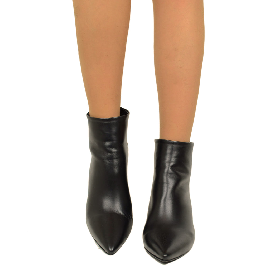 Stivaletti Donna Neri in Pelle con Zip Made in Italy - 3
