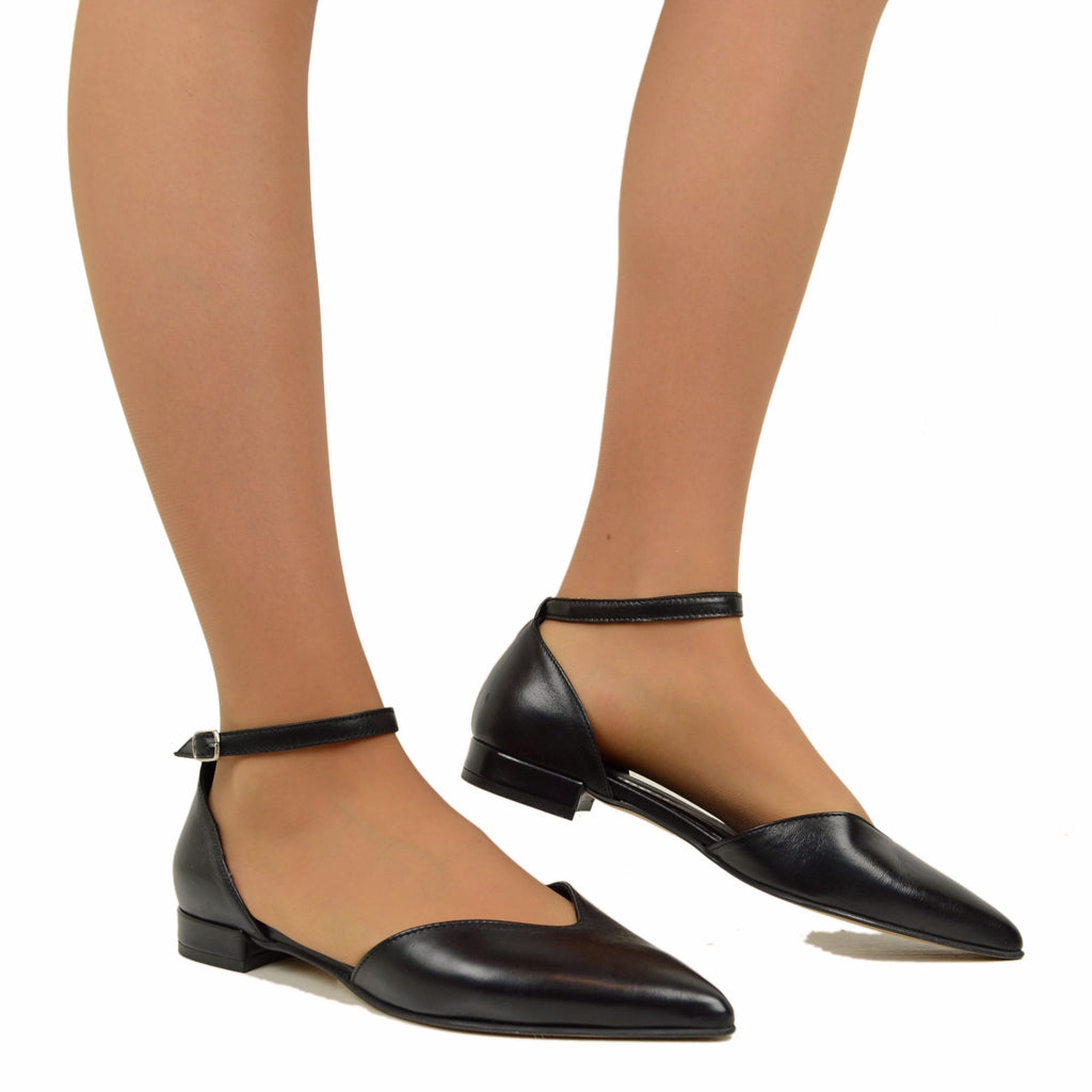 Schwarze Damen-Sandalen mit Herzspitze, hergestellt in Italien, mit Riemen - 4