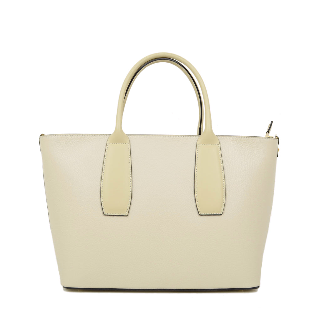 Women's Beige Handbag with Removable Shoulder Strap Made in Italy