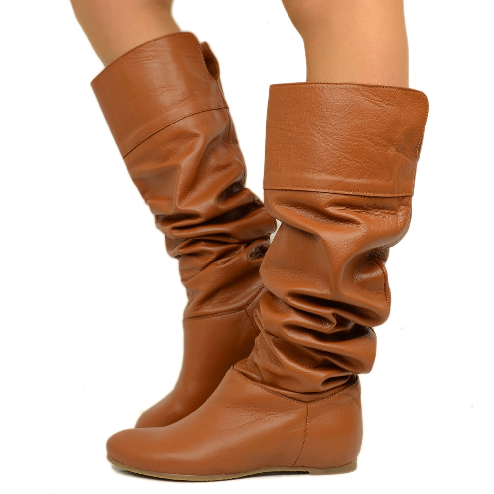Cuissardes Knee High Boots with Leather Cuff