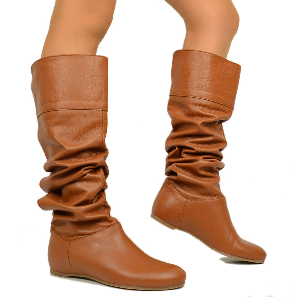 Cuissardes Knee High Boots with Leather Cuff - 3