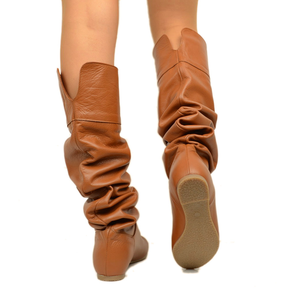 Cuissardes kniehohe Stiefel mit Ledermanschette - 4