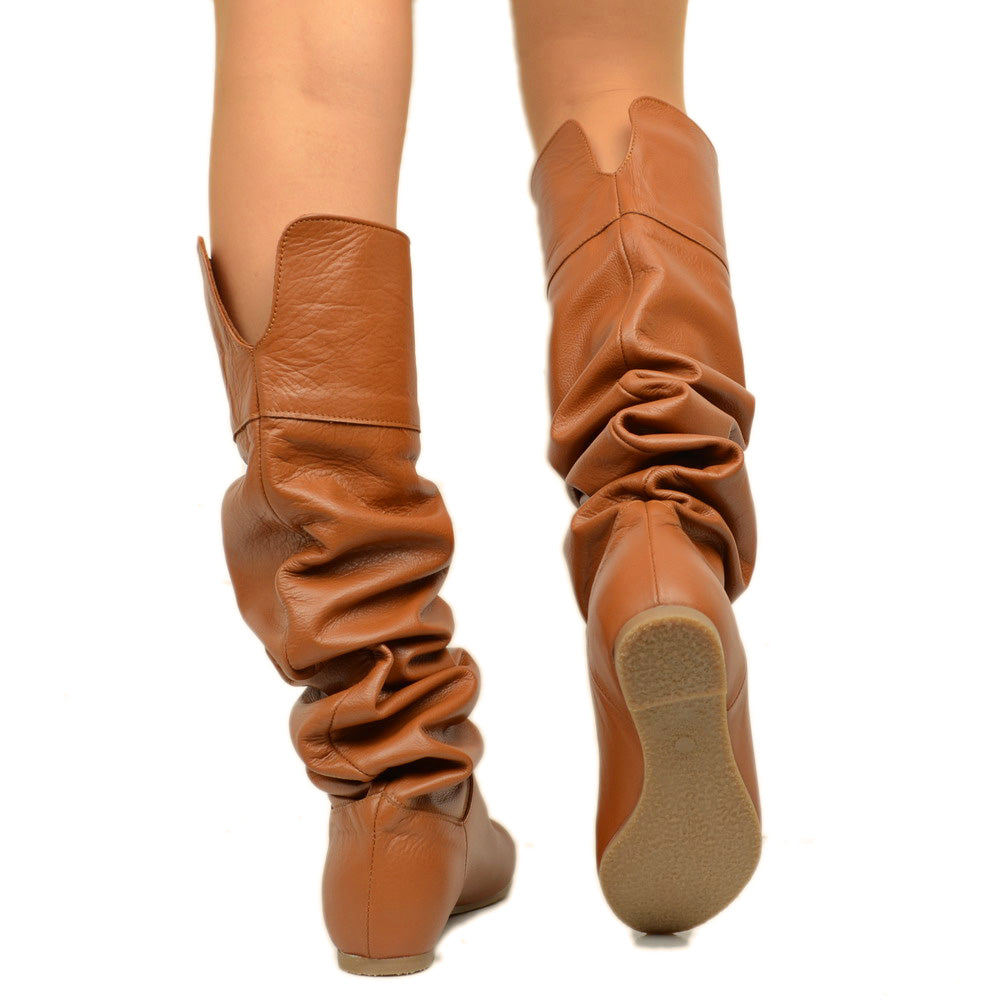 Cuissardes Knee High Boots with Leather Cuff - 4