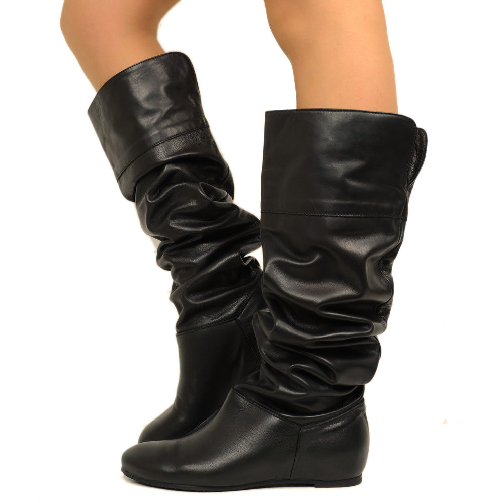 Cuissardes Knee High Boots with Black Leather Cuff