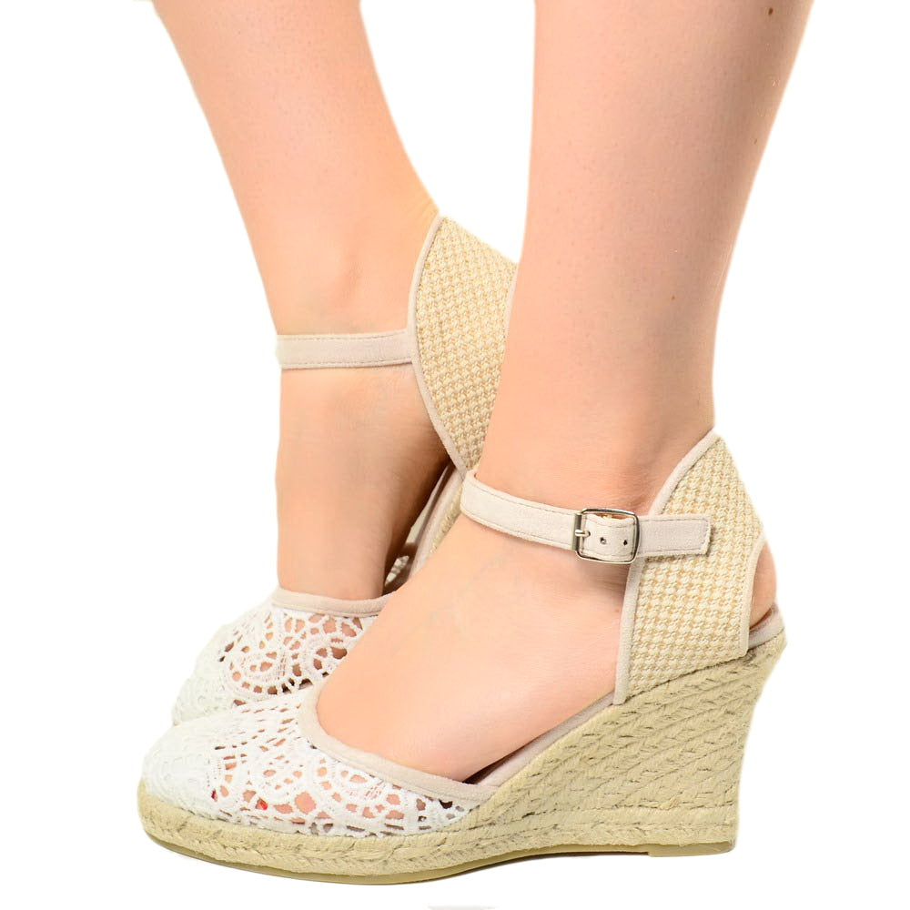 White Platform Espadrille Sandals in Lace Rope – KikkiLine Calzature