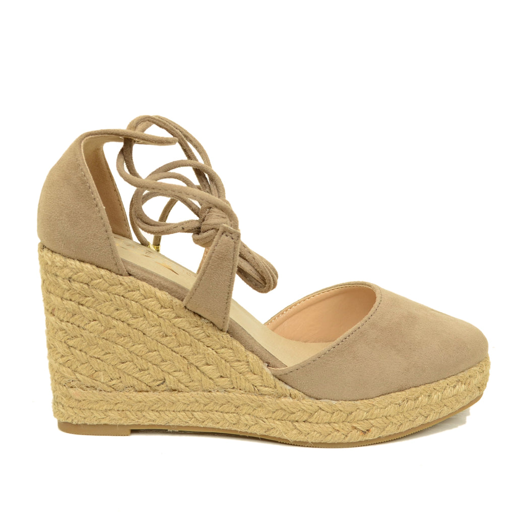 Espadrillas Campesine alla Schiava Taupe Zeppa in Corda - 2