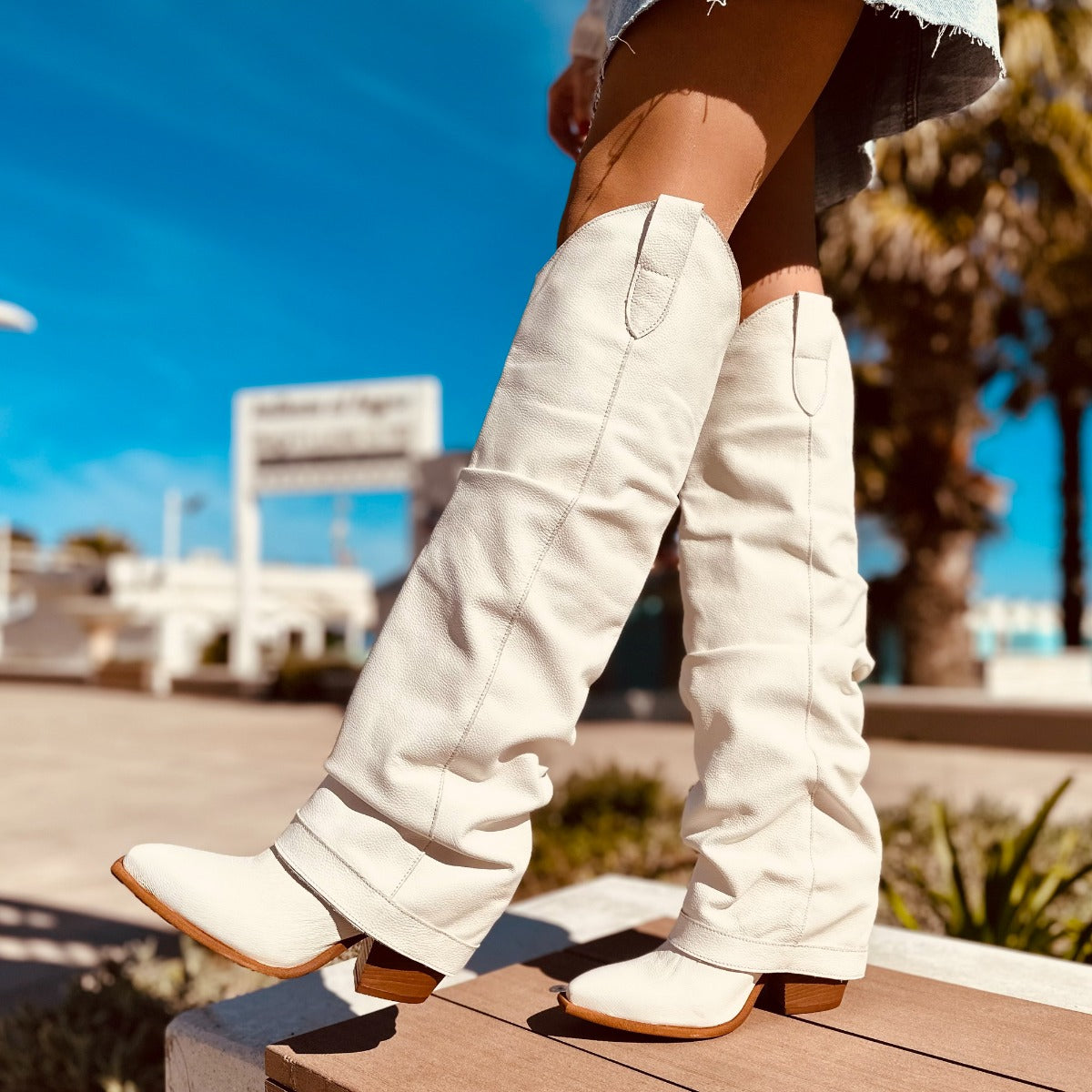 Stivali Tacco Off White For Walking Stivali Texani Nuovi Em