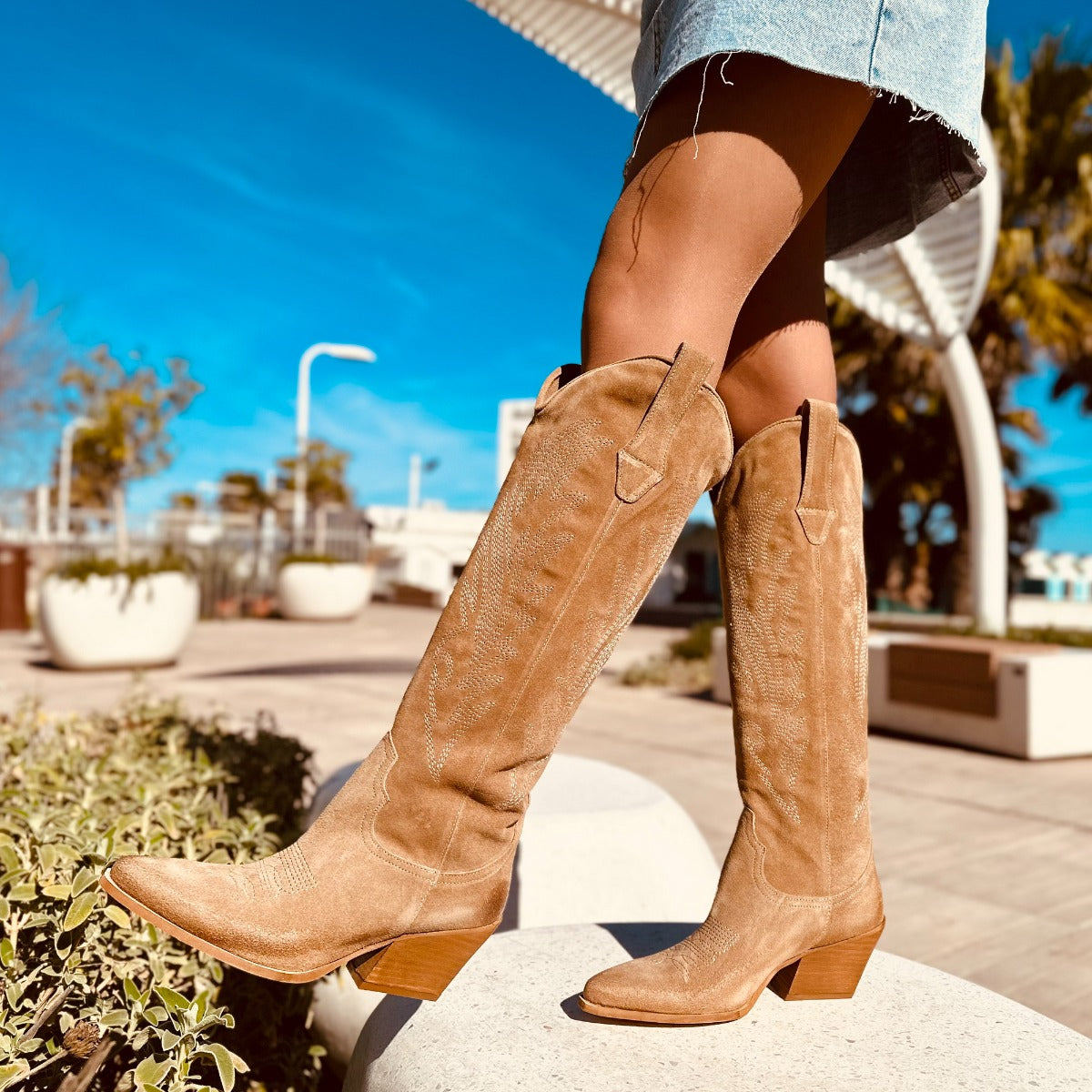 Camoscio Beige Stivaletti Beige Estivi Con Tacco Camoscio Beige