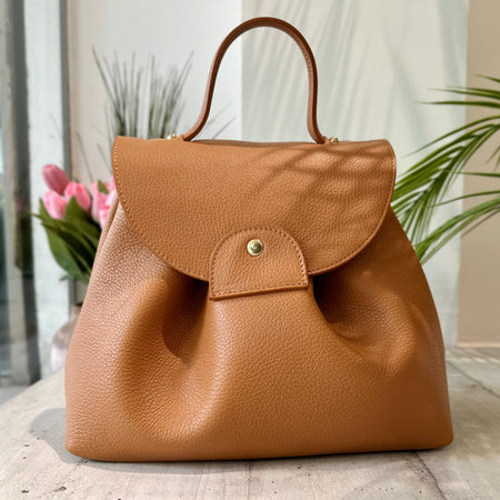 Schulterrucksack aus echtem Leder, auch von Hand tragbar