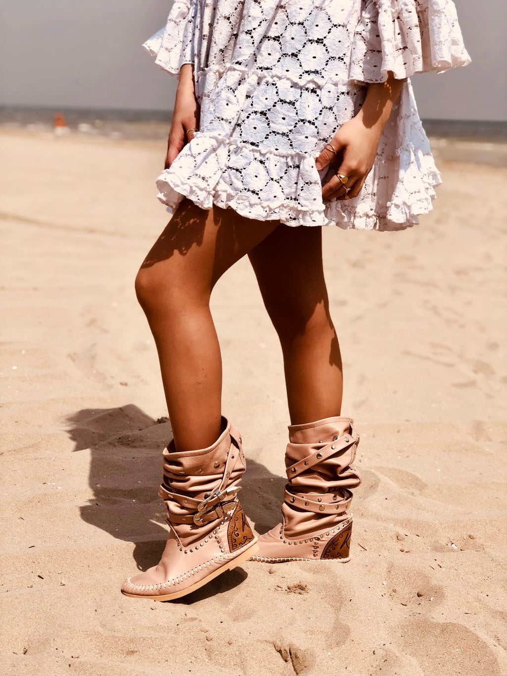 Boho Boots Cipria Ibiza in Genuine Leather Made in Italy