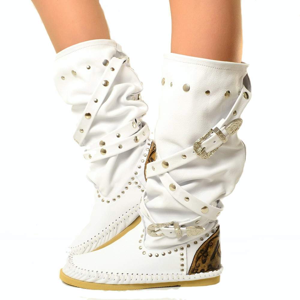 Indianini Ibiza in Pelle Bianchi con Fibbie Originali KikkiLine