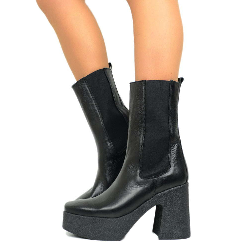 Beatles Platform Women's Boots with Wedge Grunge Rock