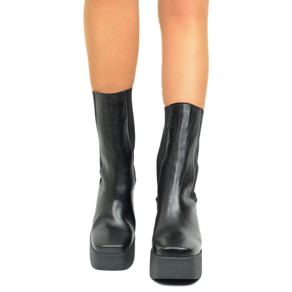 Beatles Platform Women's Boots with Wedge Grunge Rock - 4