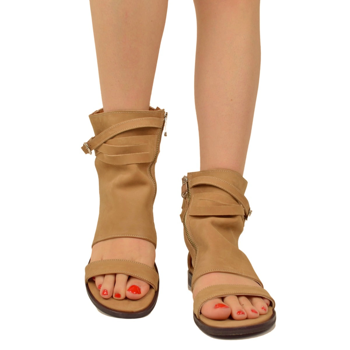 Sand Color Booties Women's Sand-colored Nubuck Leather Ankle Boots – KikkiLine Calzature