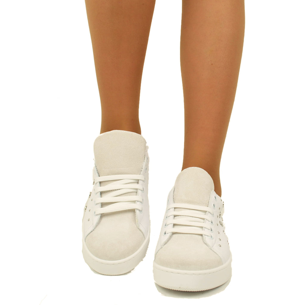 Weiße Damen-Sneaker mit bedrucktem Python-Absatz - 4