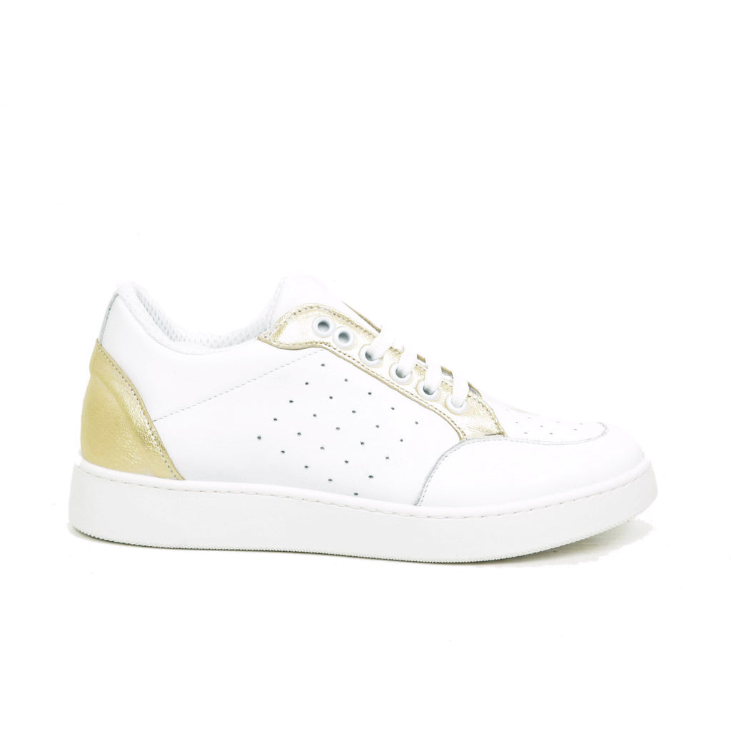 Women's Sneakers in White Leather / Platinum Made in Italy - 2