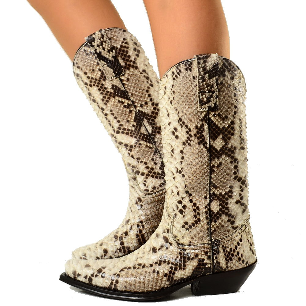 Texan Woman Cowboy in Genuine Python Leather Made in Italy