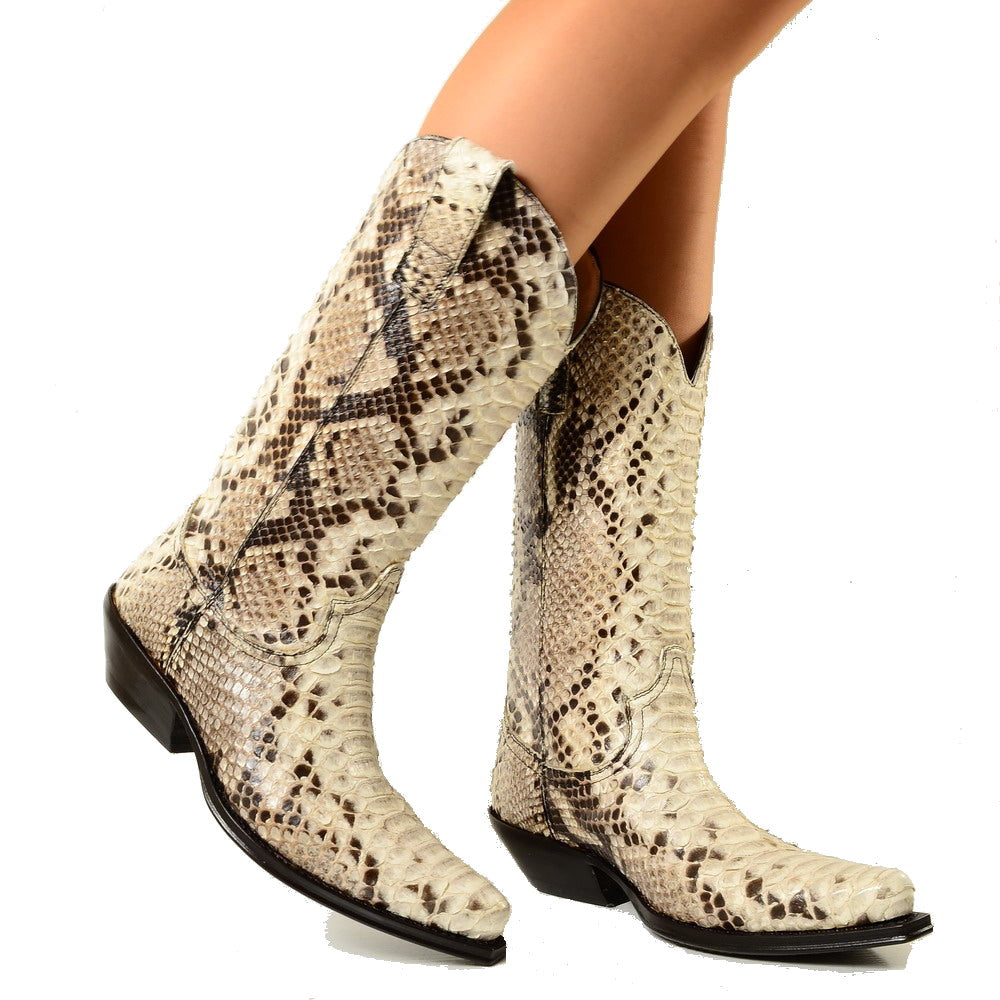 Texan Woman Cowboy in Genuine Python Leather Made in Italy - 3