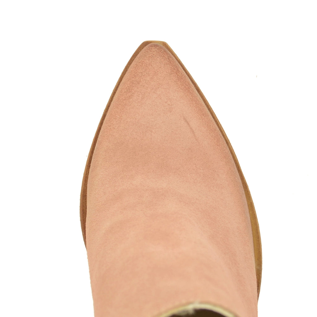 Women's Texan Stretch Ankle Boots in Pink Suede Leather - 6