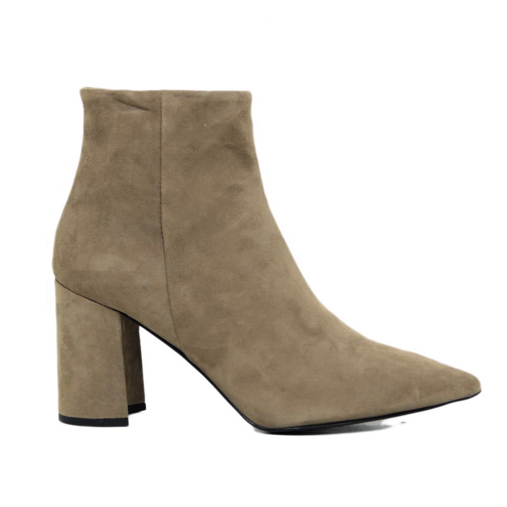 Women's Taupe Suede Ankle Boots with Side Zip - 2