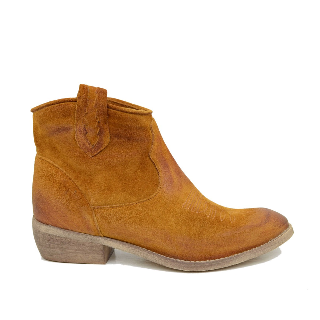 Braune Wildleder-Cowboystiefel für Damen, hergestellt in Italien - 2