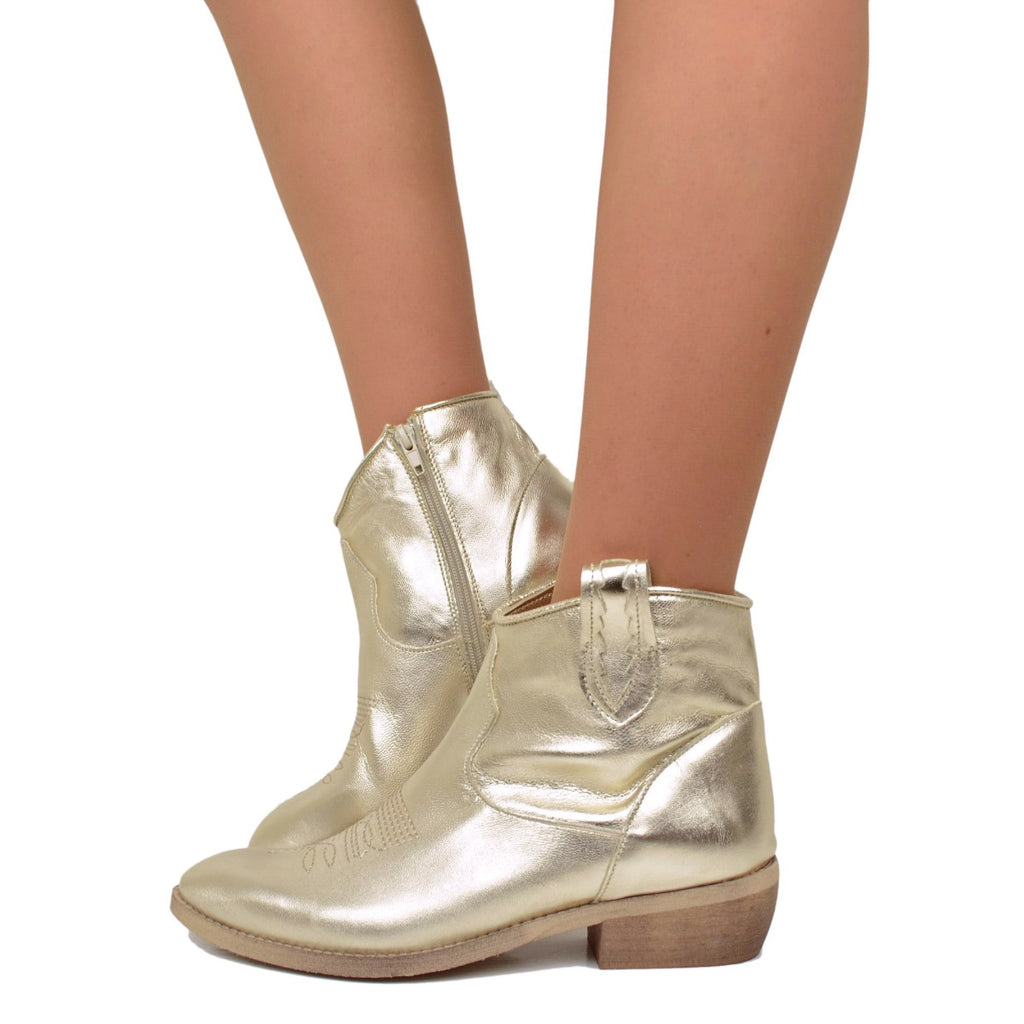 Platinum Women's Cowboy Boots in Laminated Leather Made in Italy