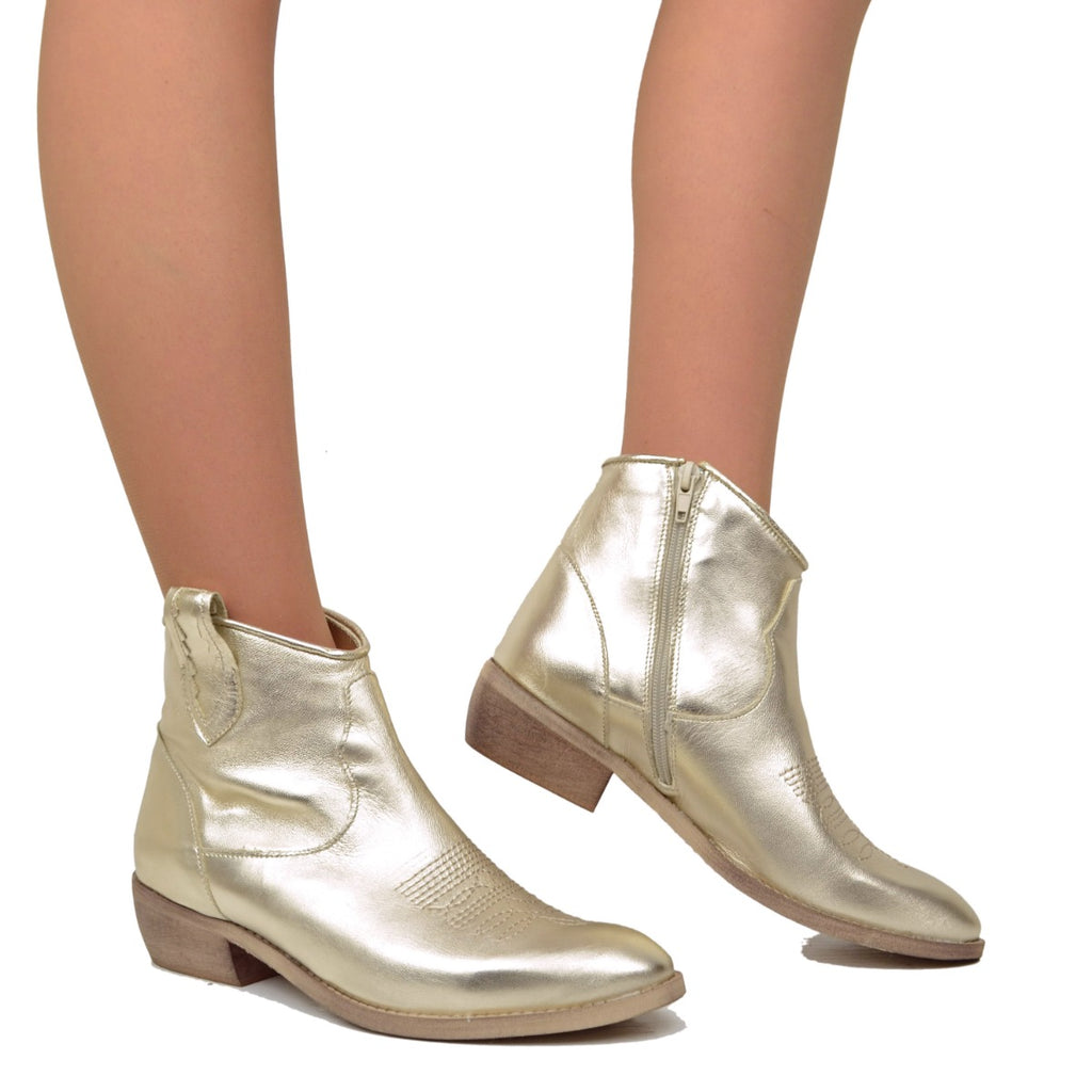 Platinum Women's Cowboy Boots in Laminated Leather Made in Italy - 3