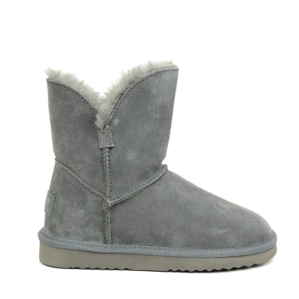 Stivaletti Donna Caldi con Pelo in Pelle Grigi - 2