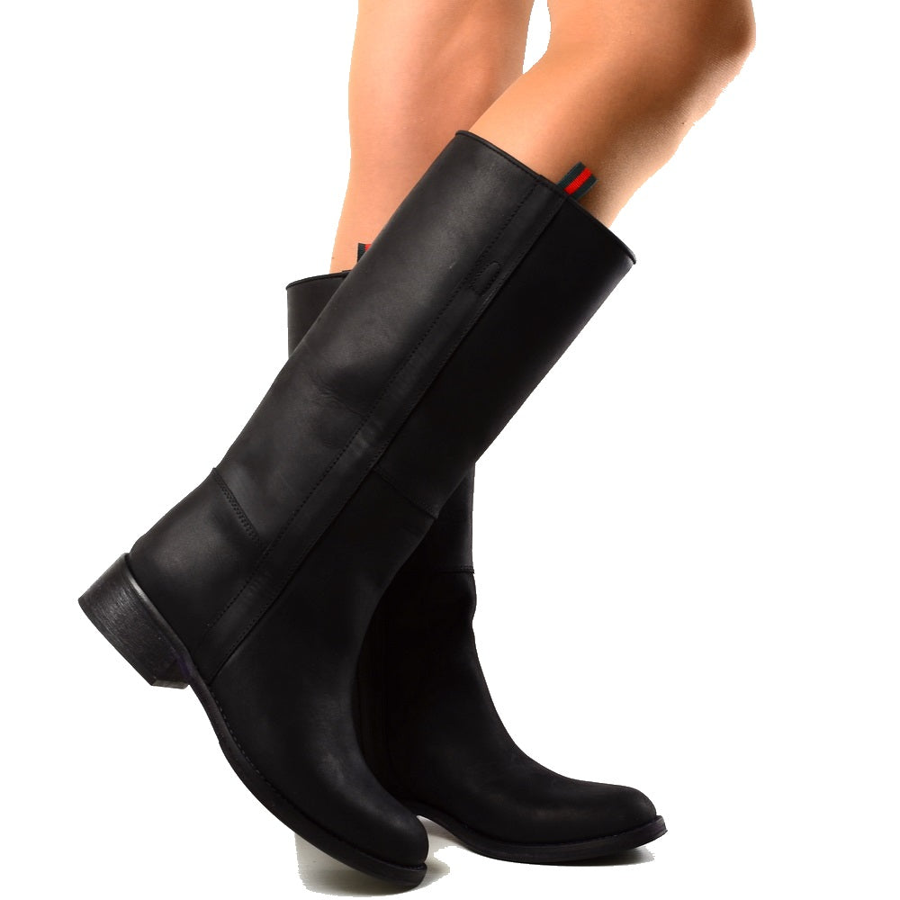 Camperos High Women's Boots Western WildGirl Vintage Black Leather - 5