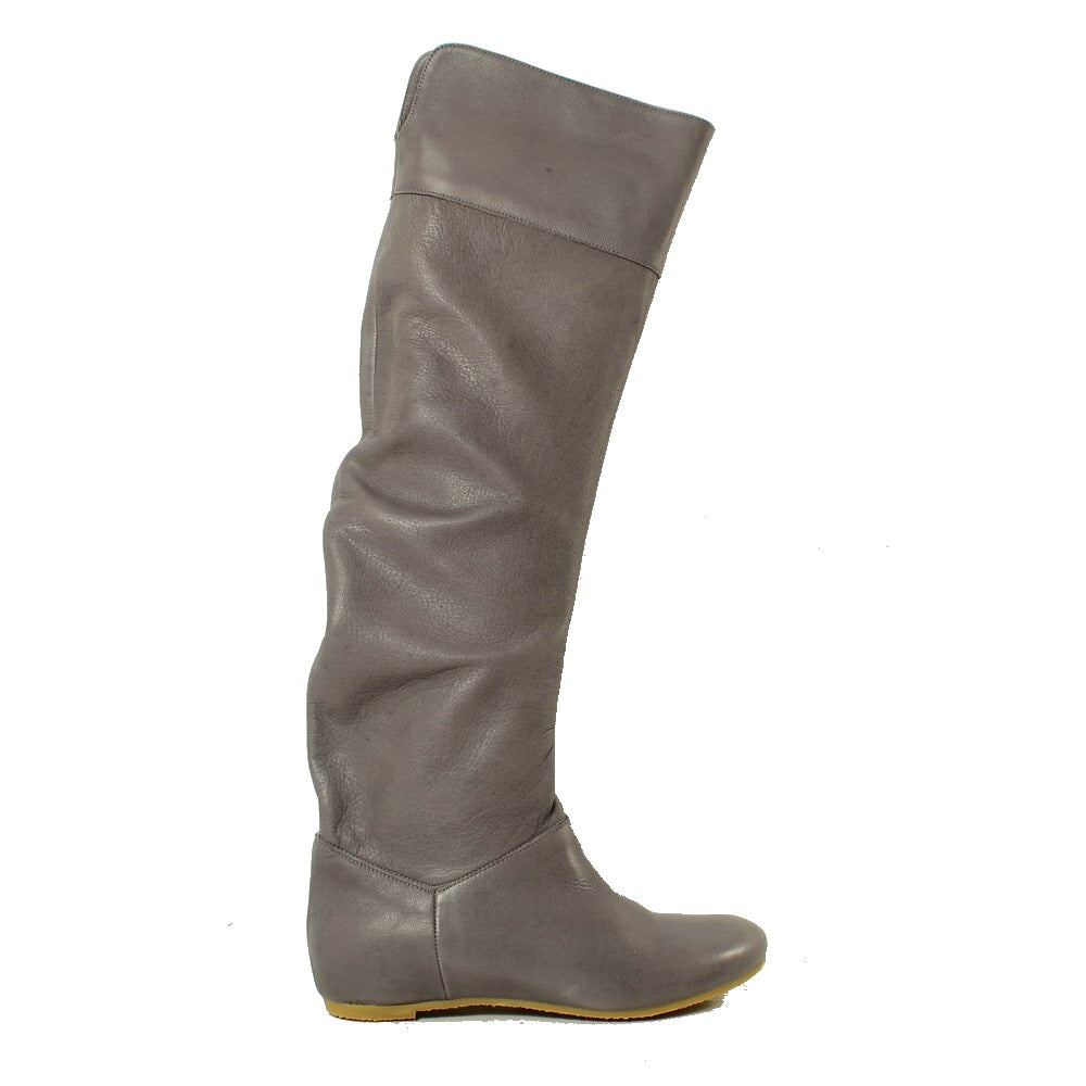 Cuissardes Knee Boots with Gray Leather Cuff - 3