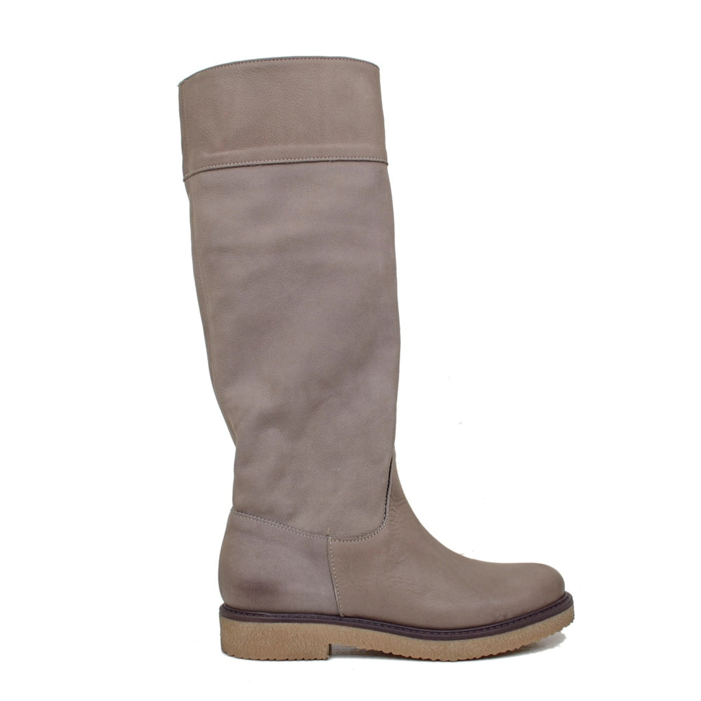 Soft Camperos Women's Boots in Taupe Nubuck Leather Made in Italy - 2