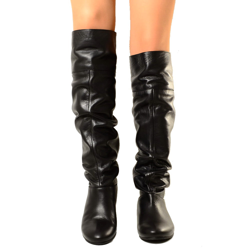 Cuissardes Knee High Boots with Black Leather Cuff - 4
