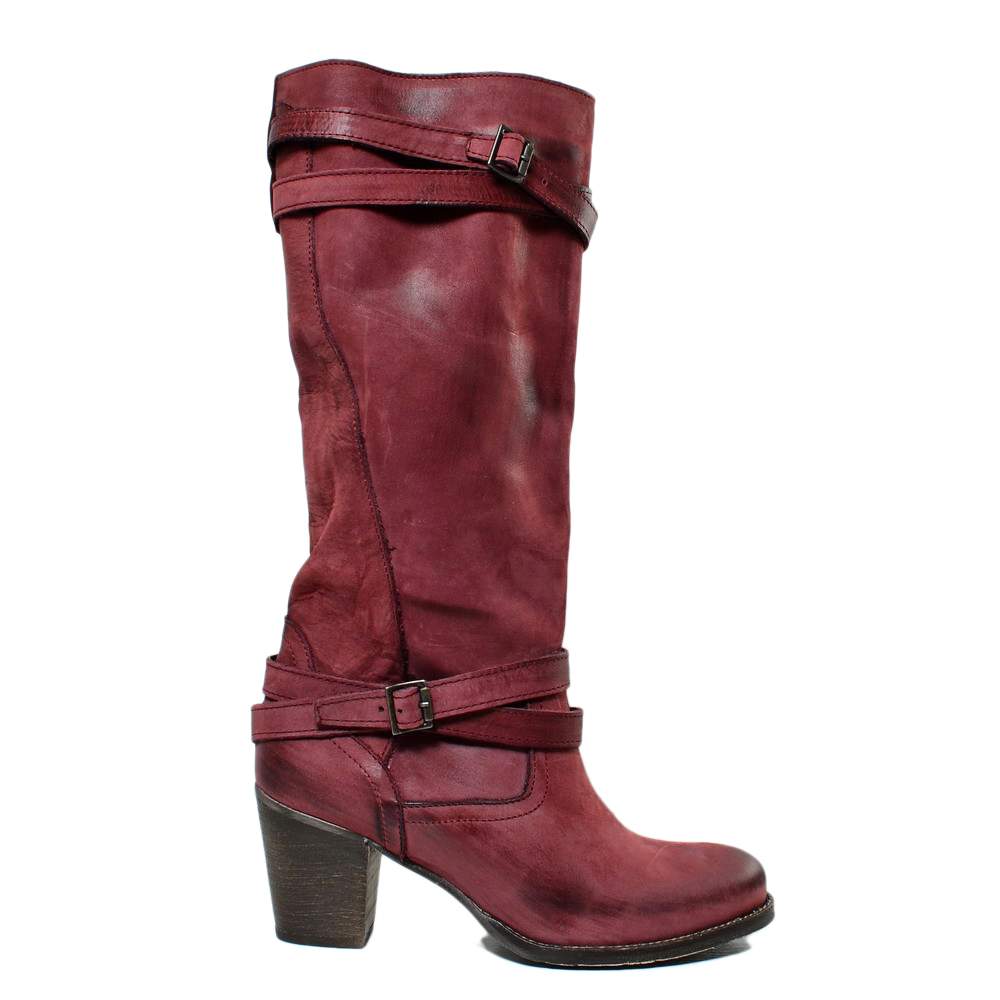 Stivali Donna in Vera Pelle Nabuk Bordò Made in Italy - 4