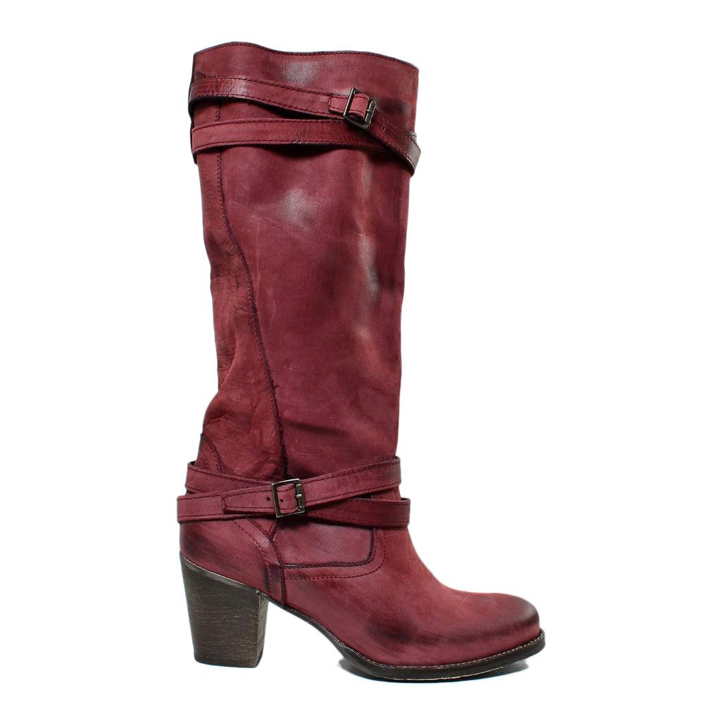 Women's Boots in Genuine Bordeaux Nubuck Leather Made in Italy - 4